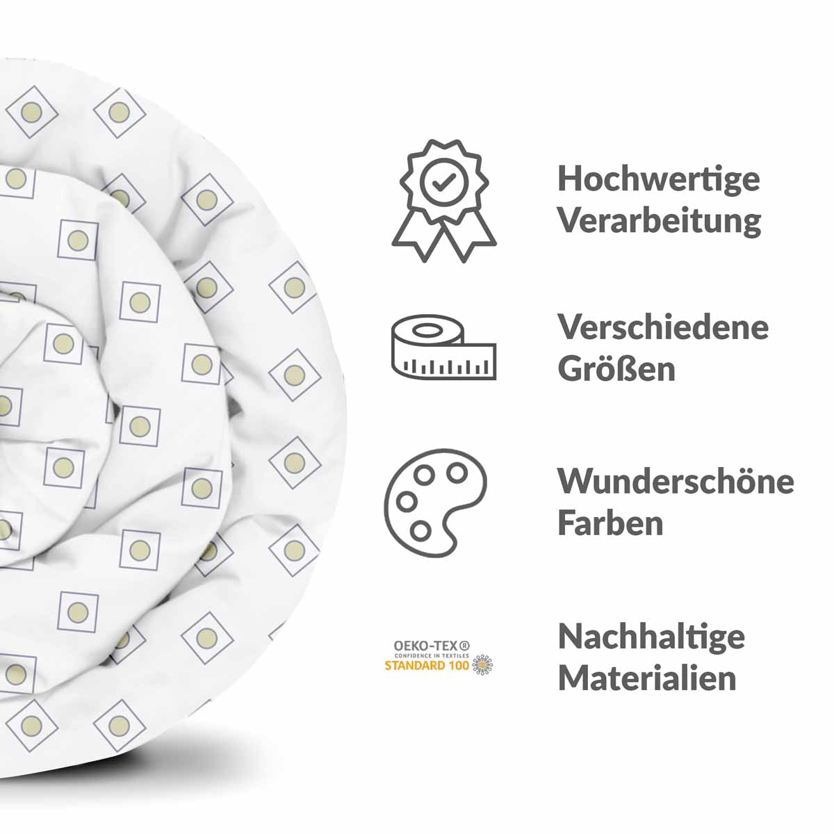 Original Therapiedecke - Baumwoll Bettwäsche Set Weiß mit grünen Kreisen