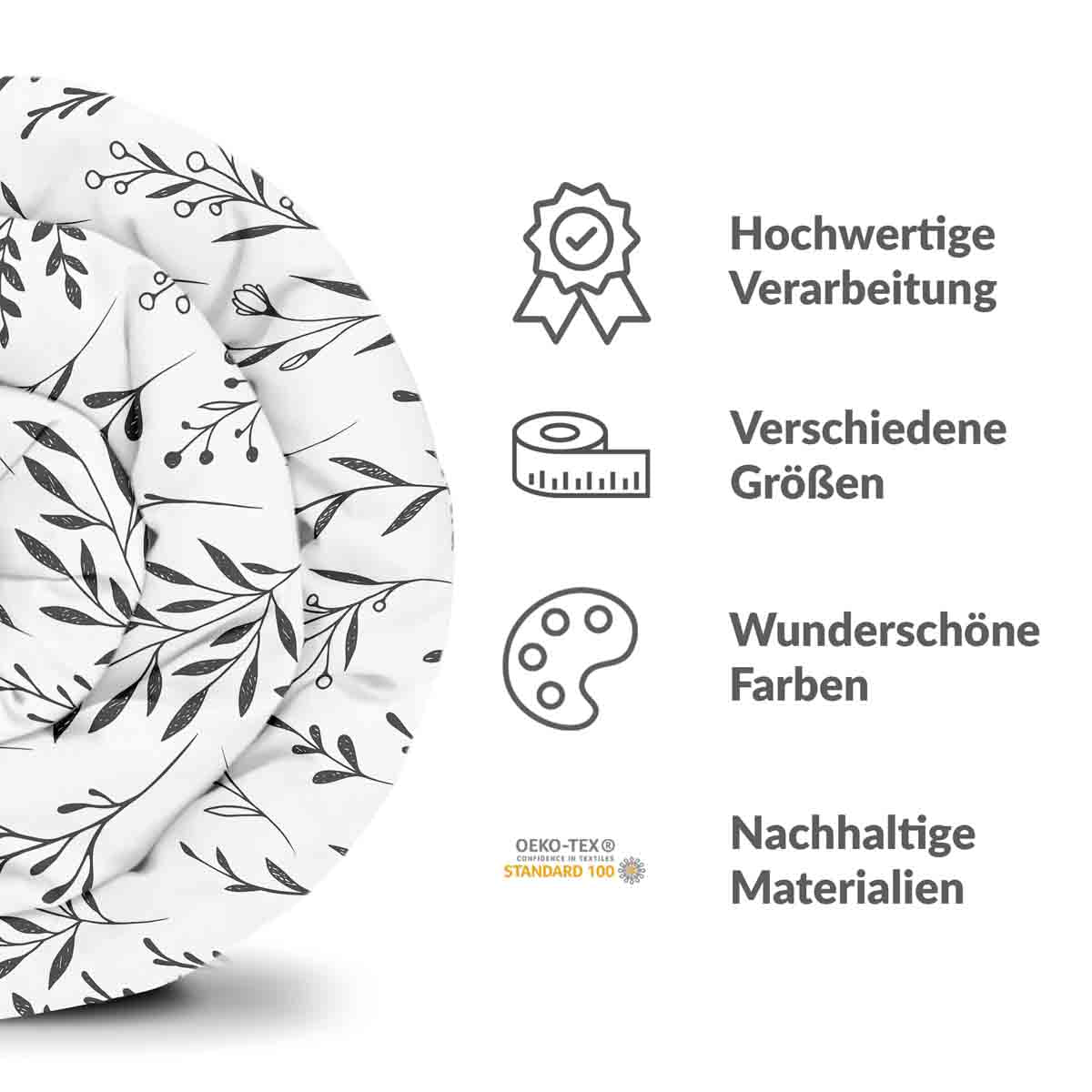 Therapiedekens beddengoed set wit met zwarte takken