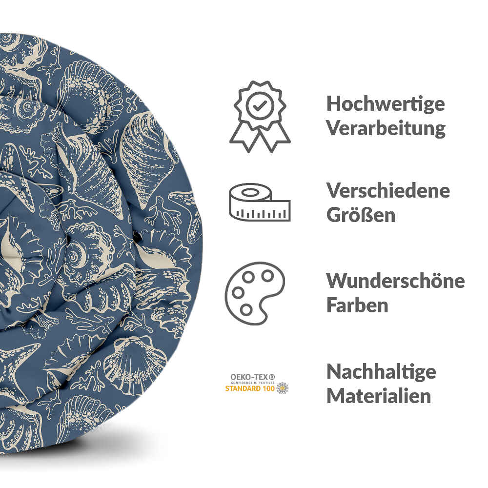Original Therapiedecke - Baumwoll Bettwäsche Set Blau mit Muscheln
