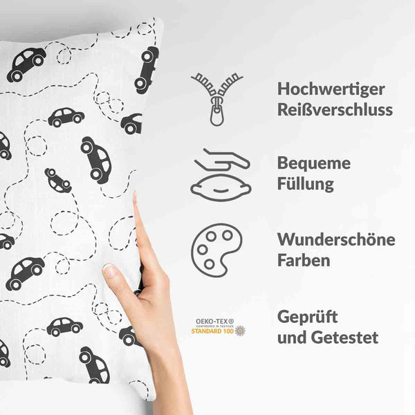 Gezondheidskussen met zwarte auto's