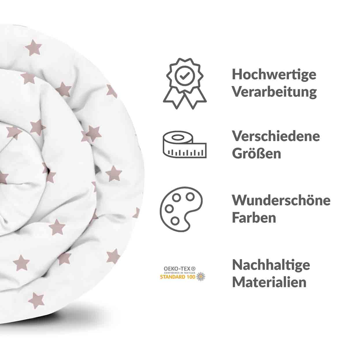 Original Therapiedecke - Baumwollbezug Weiß mit rosa Sternen