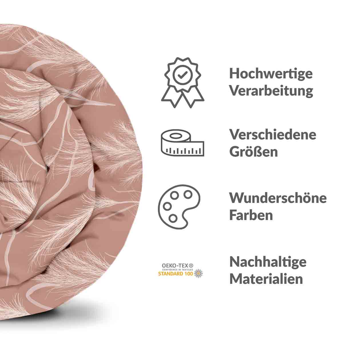 Original Therapiedecke - Baumwollbezug Altrosa mit Pampasgras