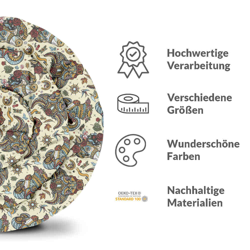 Original Therapiedecke - Baumwollbezug bunte Tierköpfe