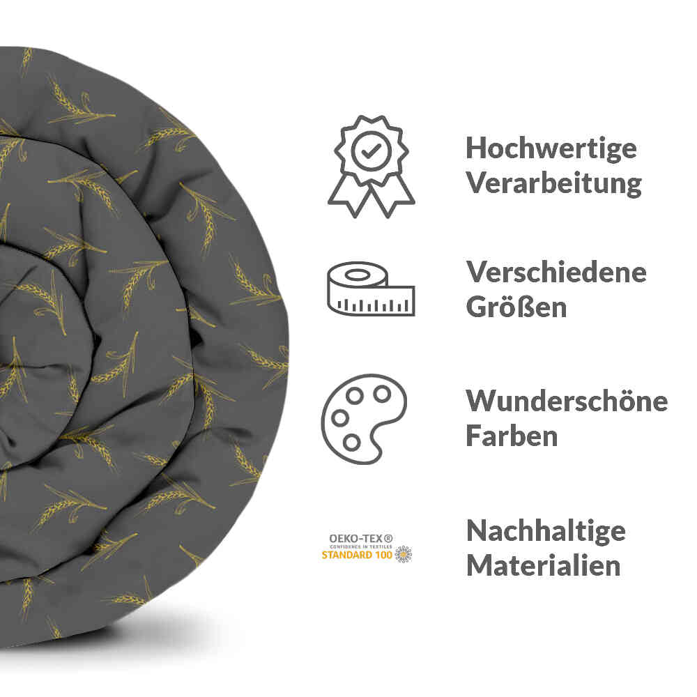 Original Therapiedecke - Baumwollbezug Grau mit Weizen