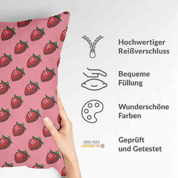 Gezondheidskussen roze met aardbeien