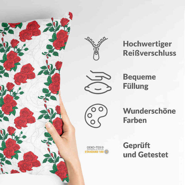 Gezondheidskussen wit met rozenstruik