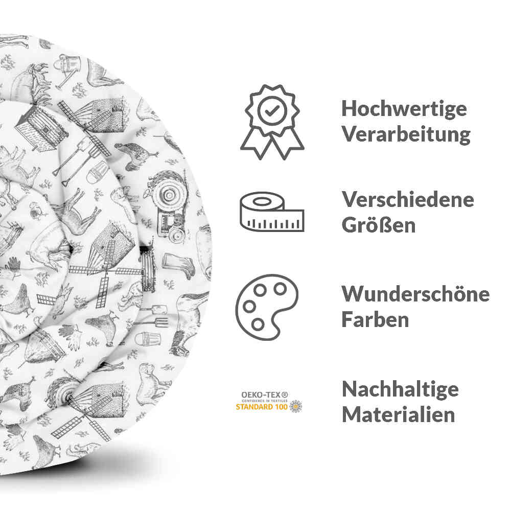 Original Therapiedecke - Baumwollbezug Grau Bauernhof