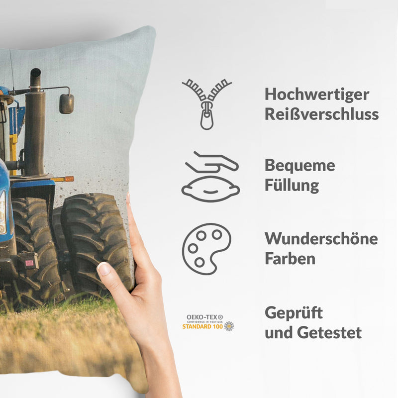 Gezondheidskussen tractor in blauw