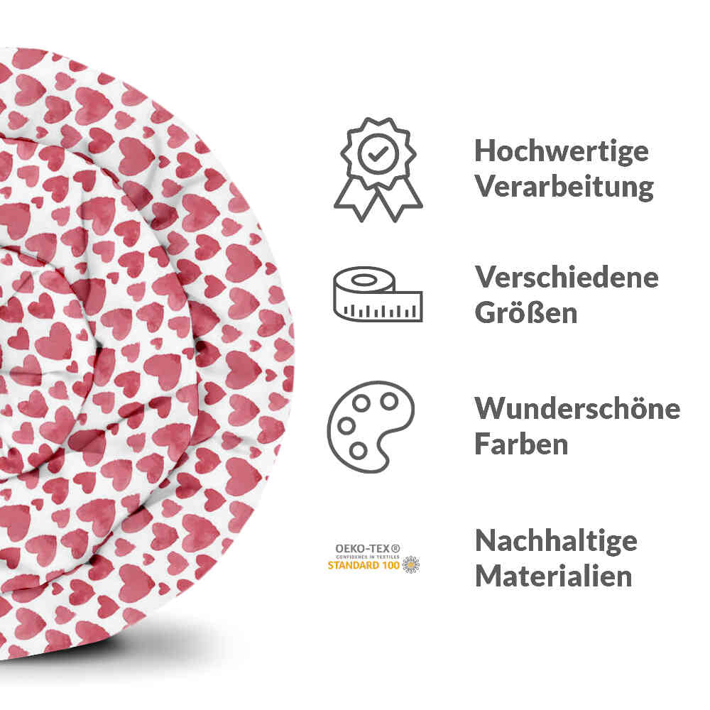 Original Therapiedecke - Baumwollbezug Rote Herzen