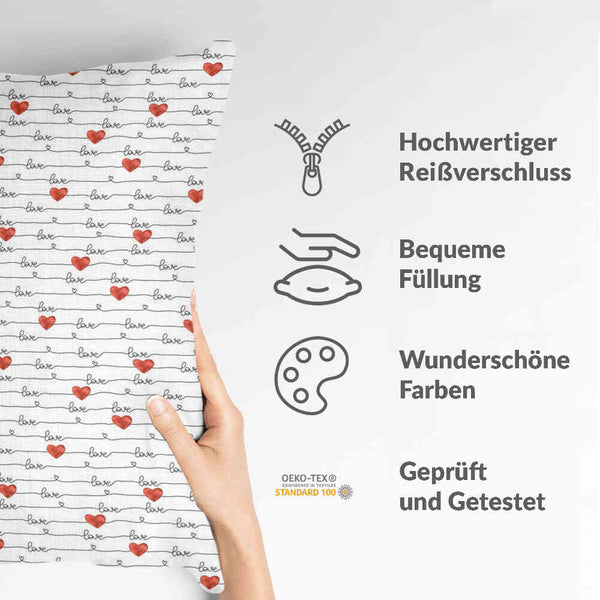 Gezondheidskussen wit met Love opschrift