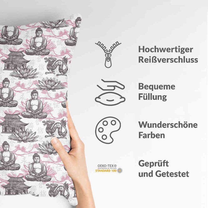 Gezondheidskussen met roze Boeddha