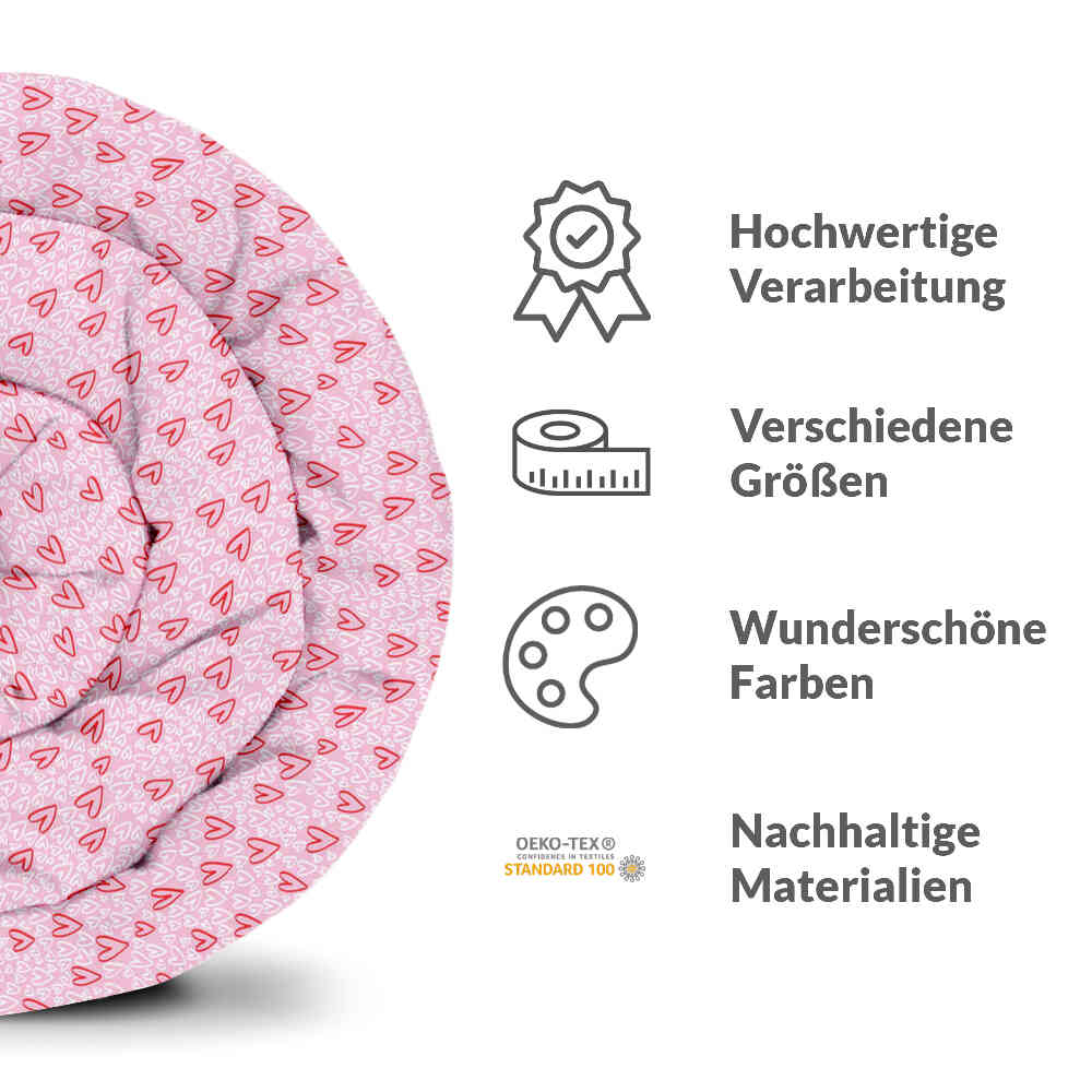 Original Therapiedecke - Baumwollbezug Rosa rote Herzen
