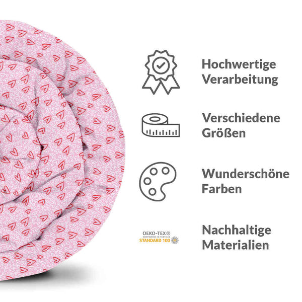 Therapiedekens katoenen hoes roze rode harten