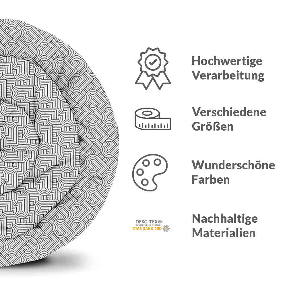 Original Therapiedecke - Baumwollbezug Grau geometrische Herzen