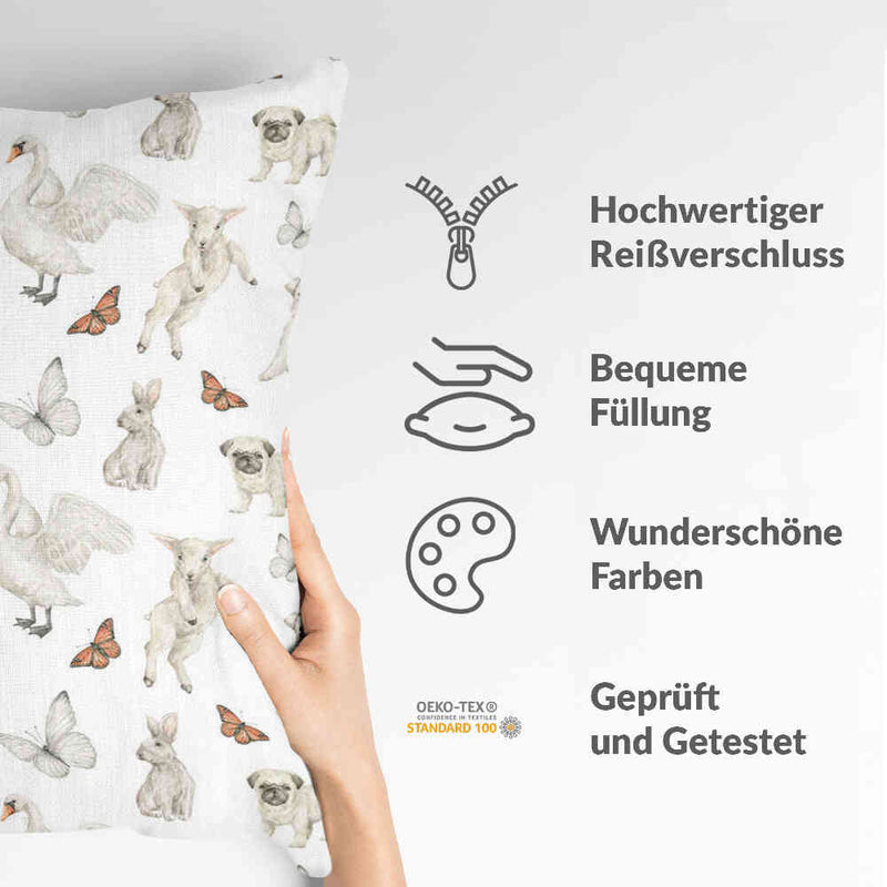 Gezondheidskussen wit schattige dieren
