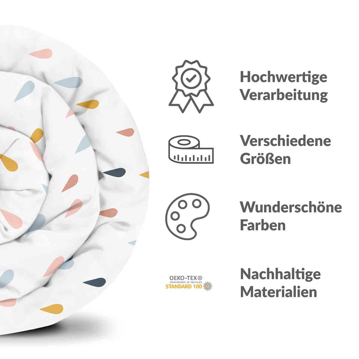 Therapiedekens beddengoedset met kleurrijke druppels