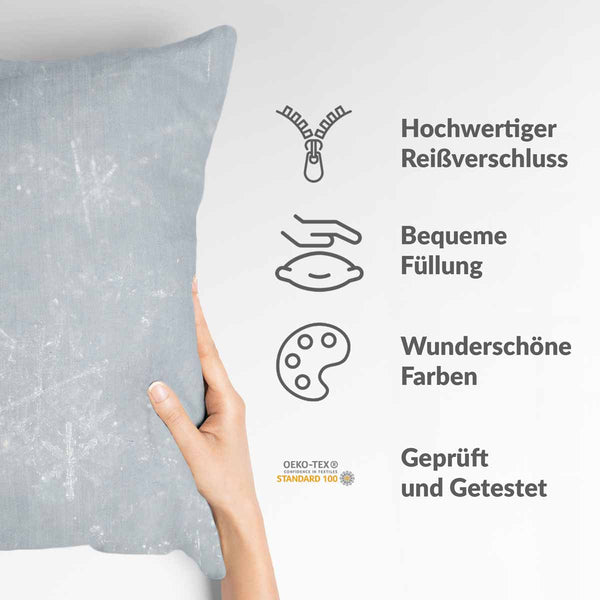 Gezondheidskussen grijs met sneeuwvlokken