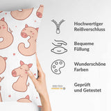 Gezondheidskussen wit met cijfers en varkens