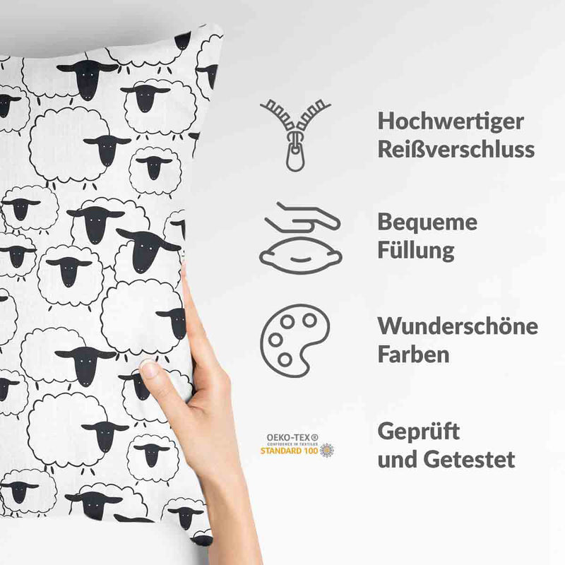 Gezondheidskussen wit met schapen