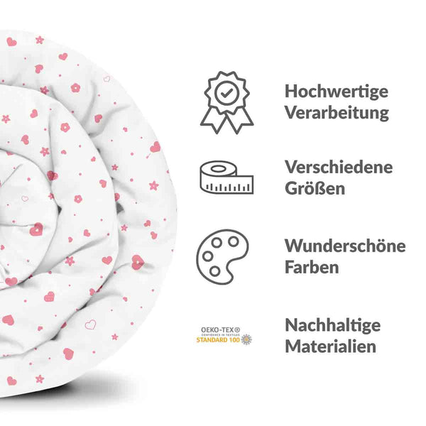 Therapiedekens Beddengoed Set Roze Hartjes en Bloemen