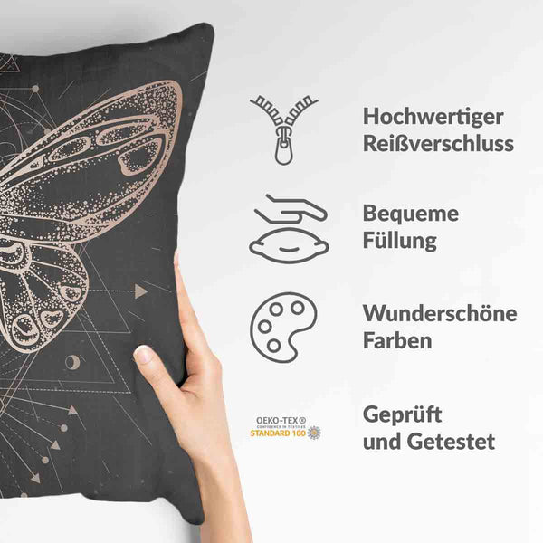 Gezondheidskussen Zwart met Vlinder