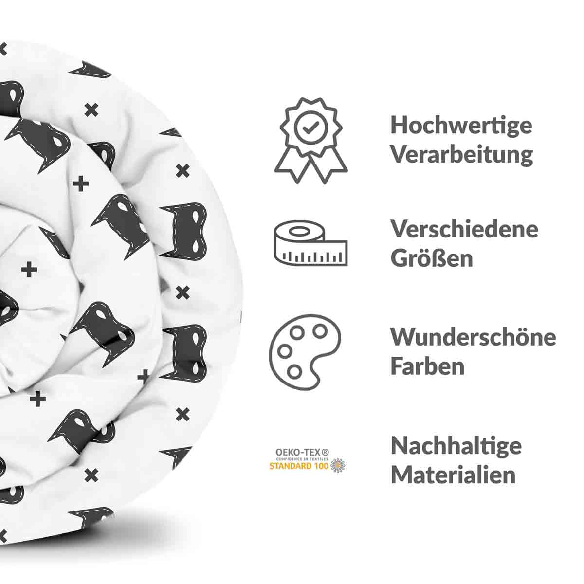 Original Therapiedecke - Baumwollbezug Weiß mit Katzenmaske