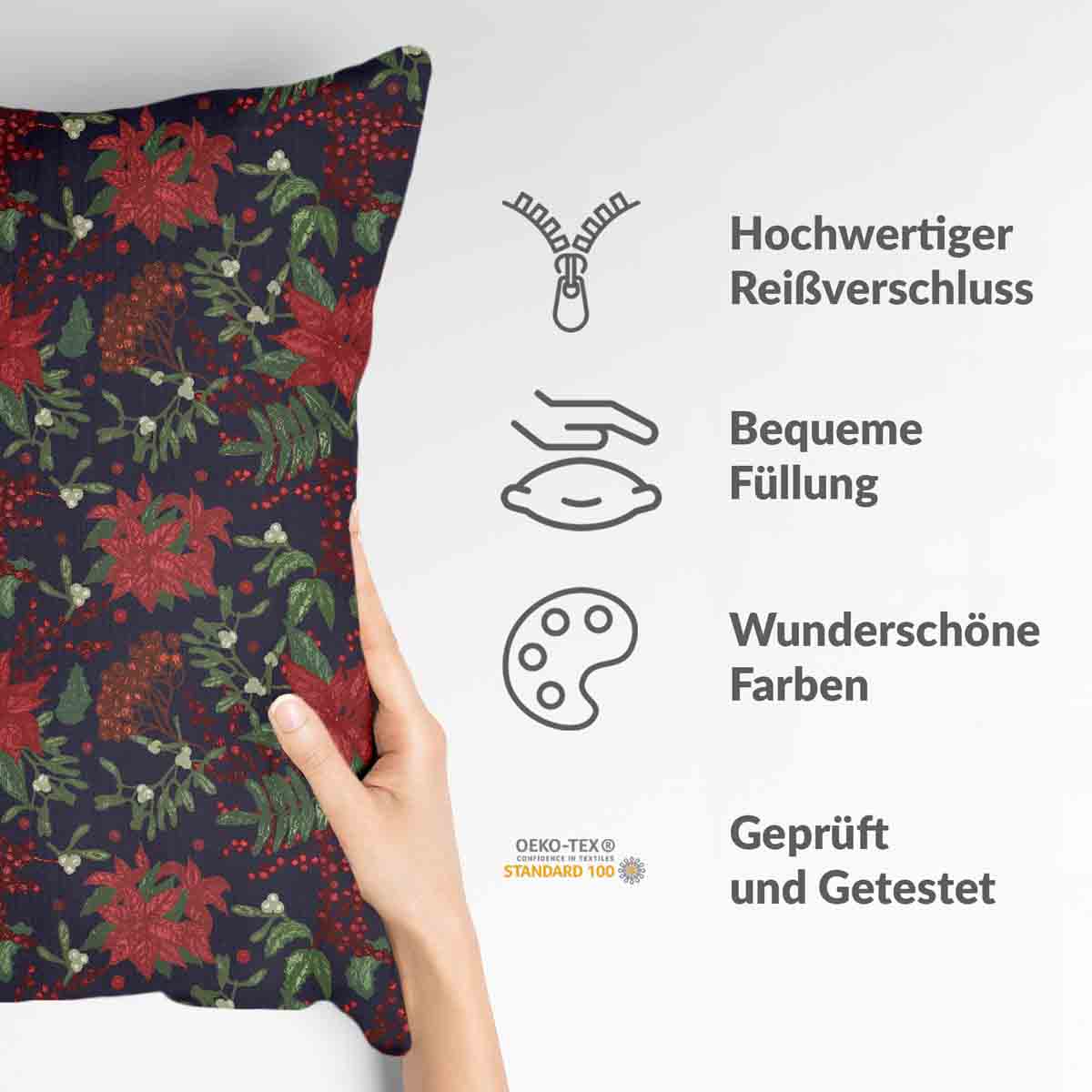 Gezondheidskussen met rode kerstster