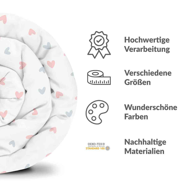 Therapiedekens beddengoedset wit met kleine hartjes