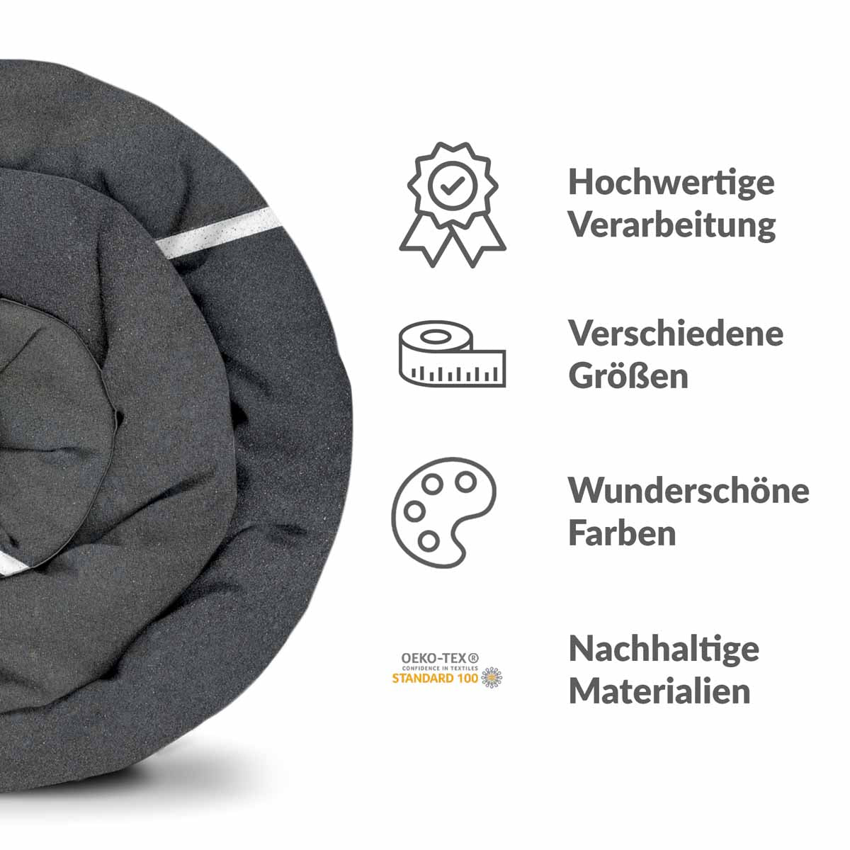 Original Therapiedecke - Baumwoll Bettwäsche Set Dunkelgrau mit weißen Streifen