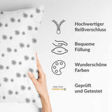 Gezondheidskussen wit met grijze kwastjes
