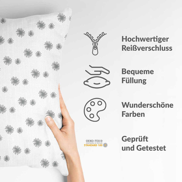 Gezondheidskussen wit met grijze kwastjes
