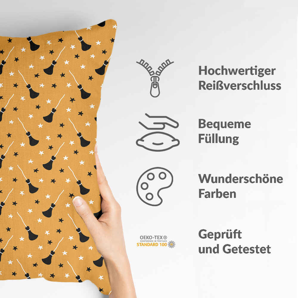 Gezondheidskussen Oranje met Potter's Bezem