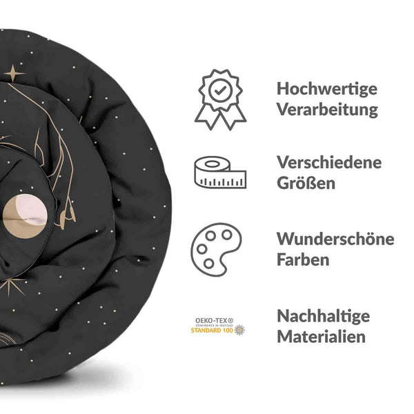 Therapiedekens Beddengoed Set Zwart met Zon, Maan en Sterren