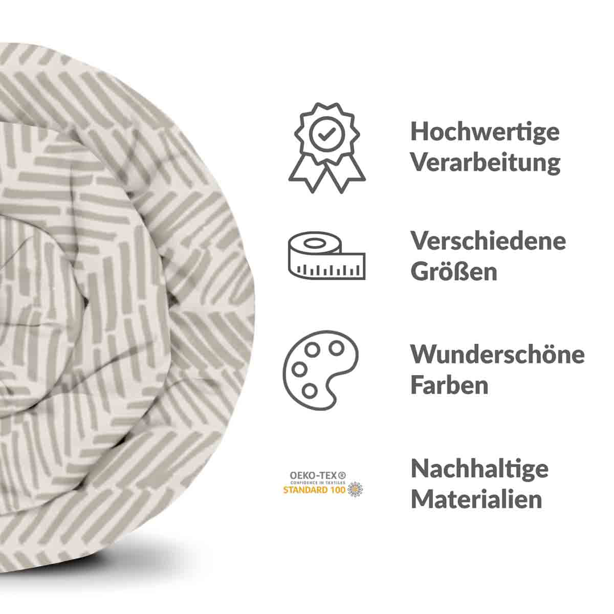 Original Therapiedecke - Baumwollbezug Beige mit Streifen