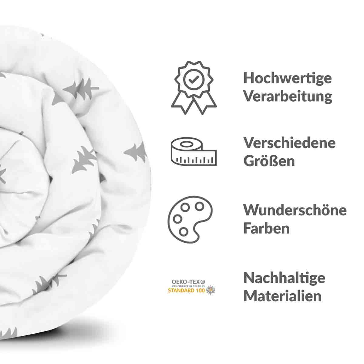 Therapiedekens beddengoed set wit met grijze dennen