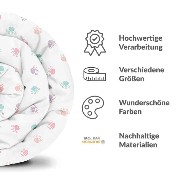 Therapiedekens beddengoed set wit met gekleurde pootafdrukken