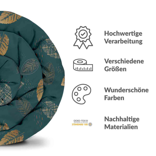 Therapiedekens katoenen hoes groen met gouden blad