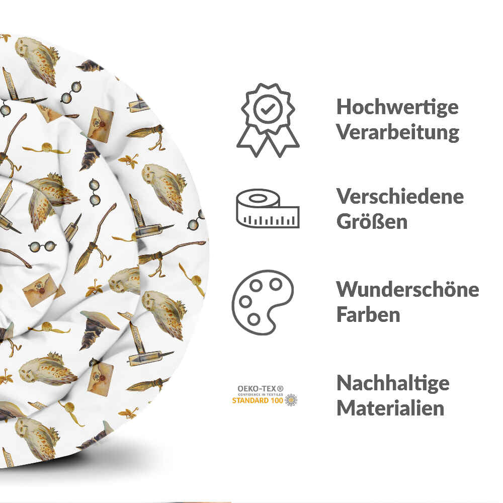 Original Therapiedecke - Baumwoll Bettwäsche Set Weiß mit Eulen