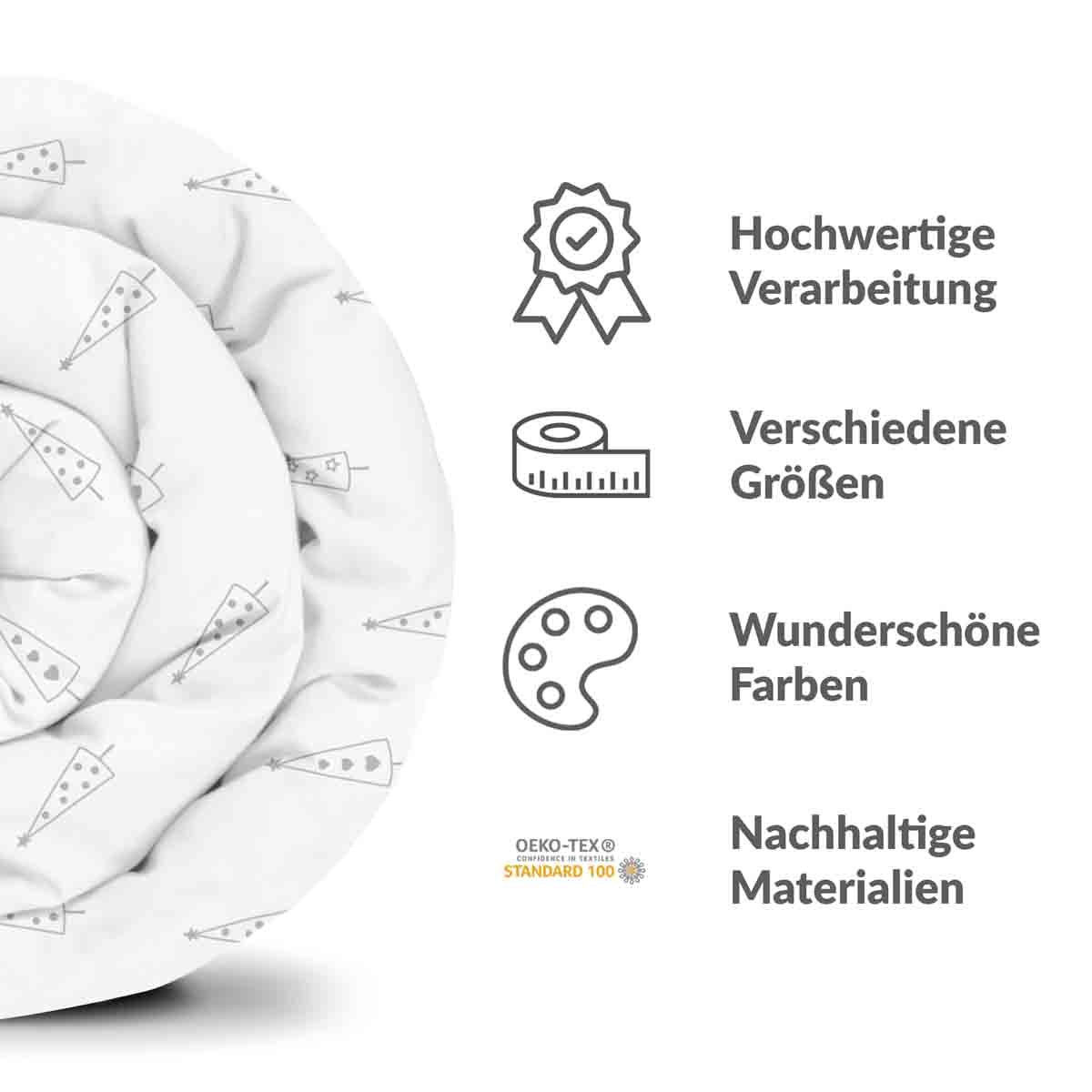 Original Therapiedecke - Baumwollbezug Weiß mit grauen Tannenbäumen