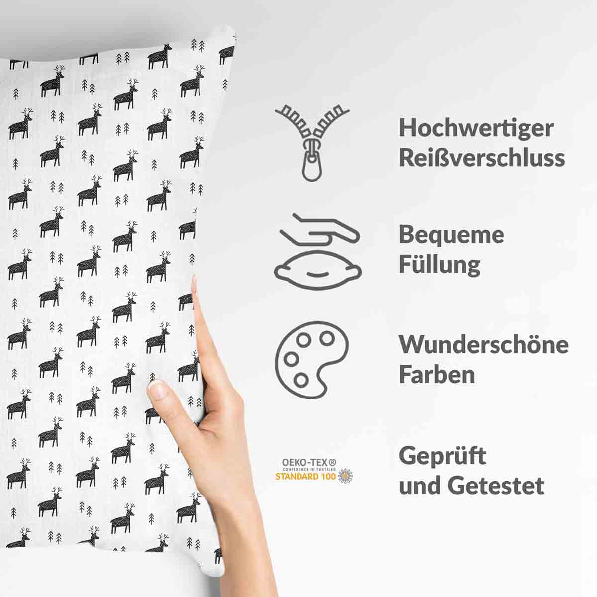 Gezondheidskussen wit met rendieren