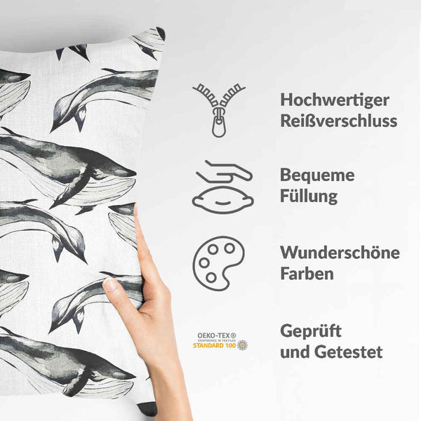 Gezondheidskussen zwarte blauwe vinvis