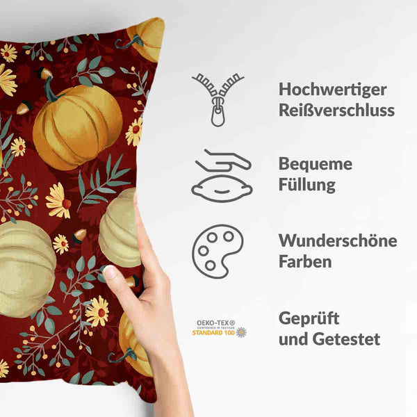 Gezondheidskussen Rood met Pompoenen