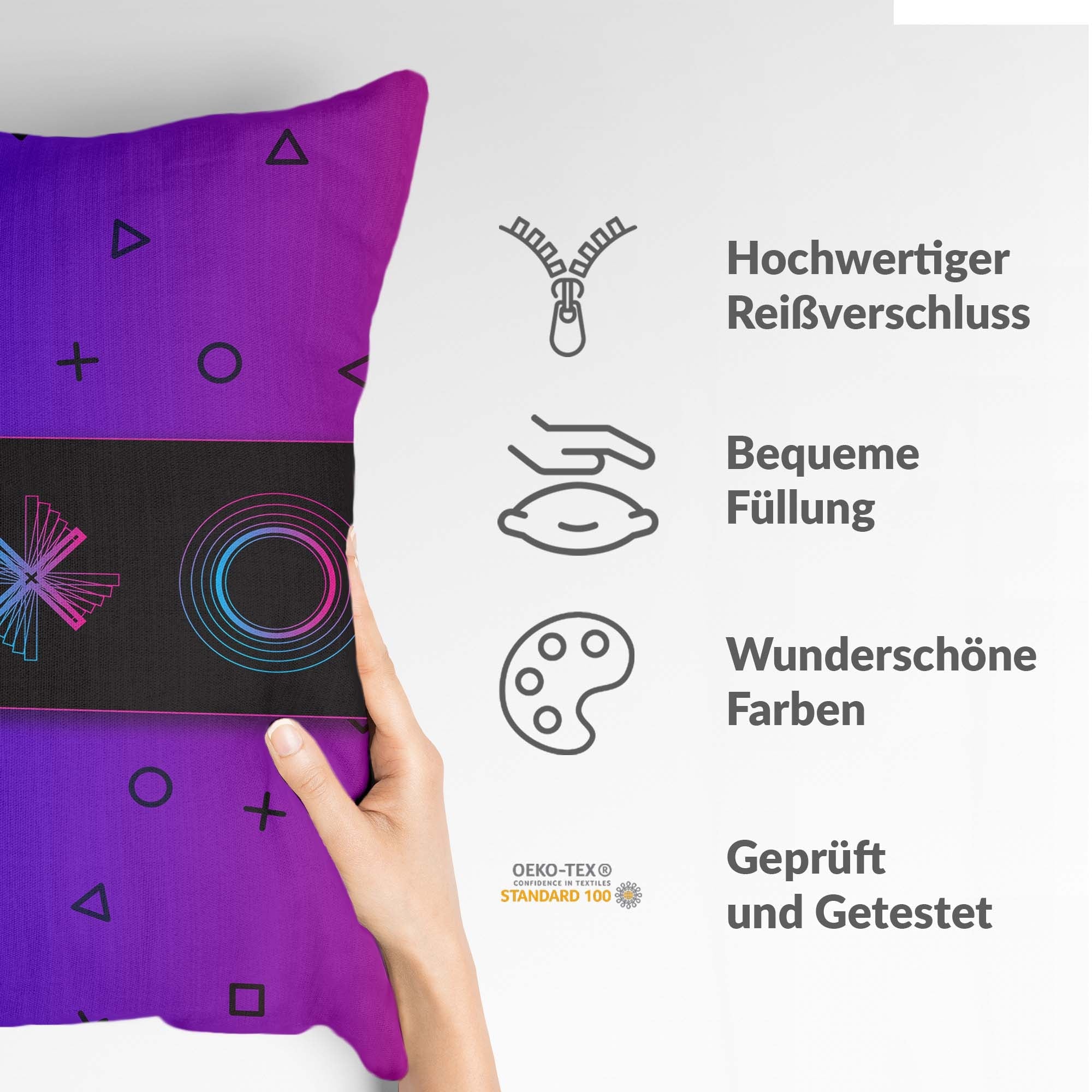 Gezondheidskussen paars met vormen