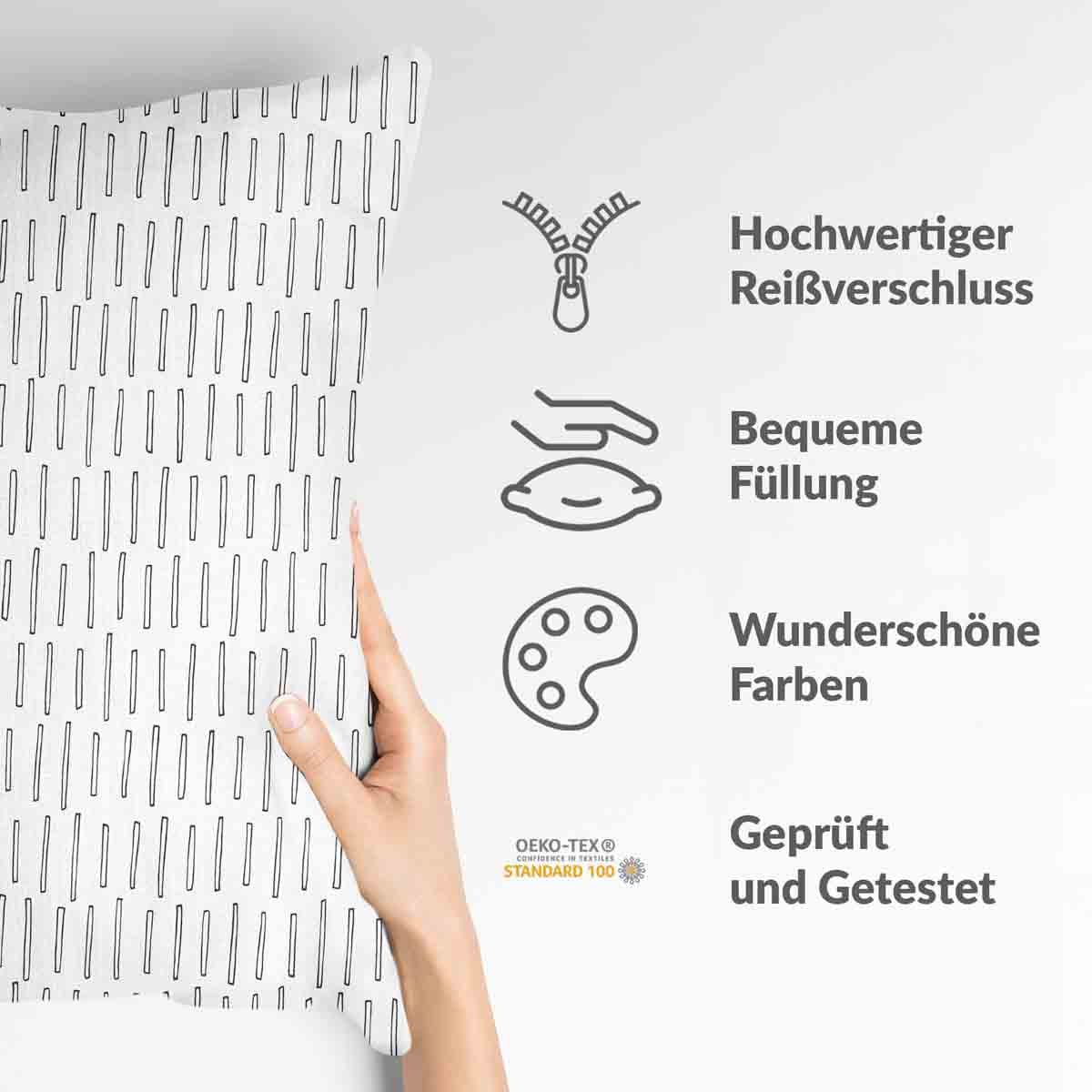 Gezondheidskussen wit dikke strepen