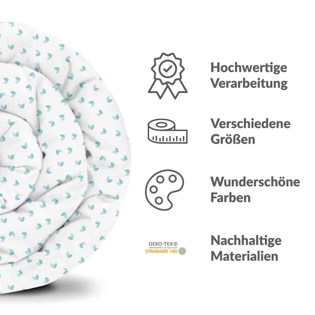 Original Therapiedecke - Baumwollbezug Weiß mit blauen Herzchen