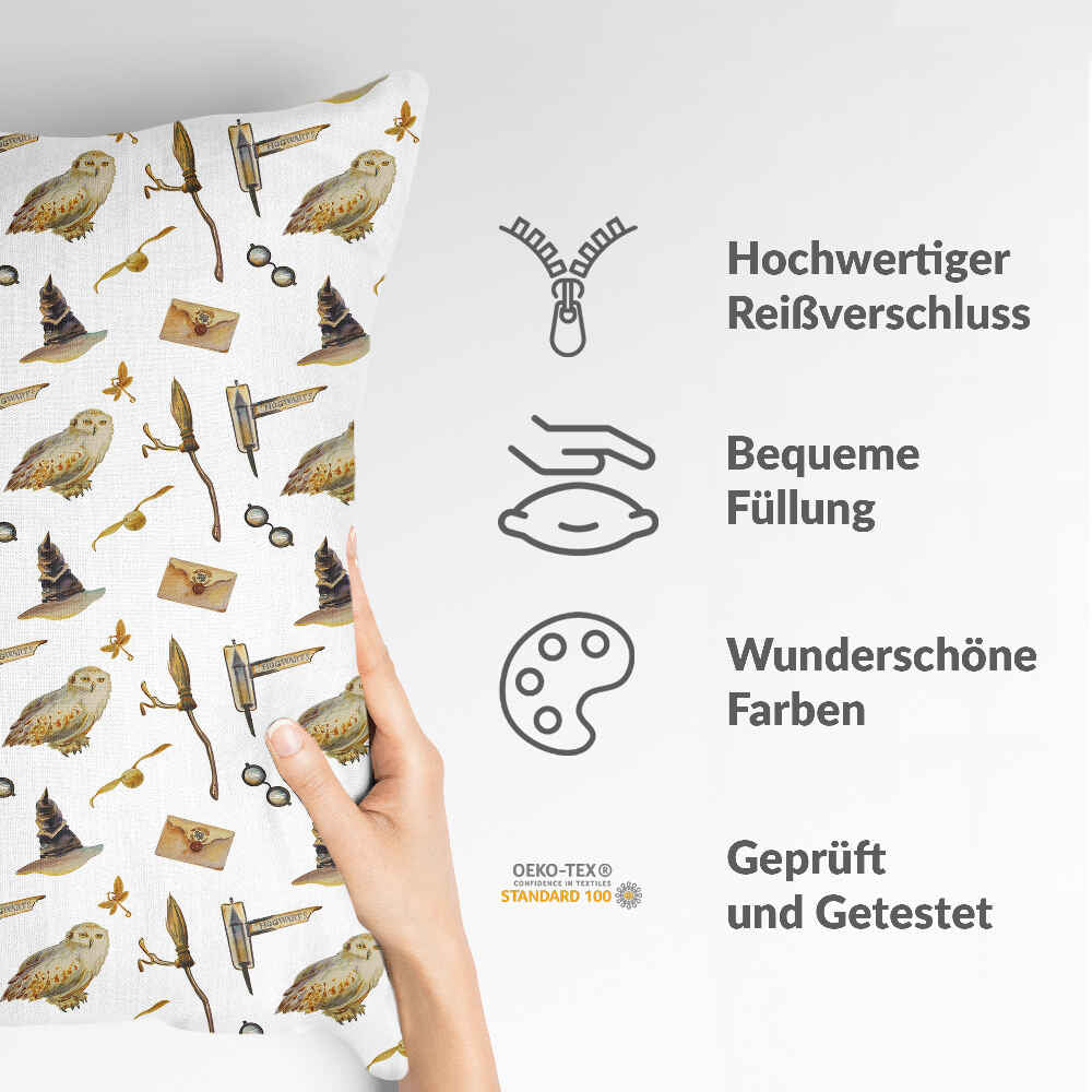 Gezondheidskussen wit met uilen