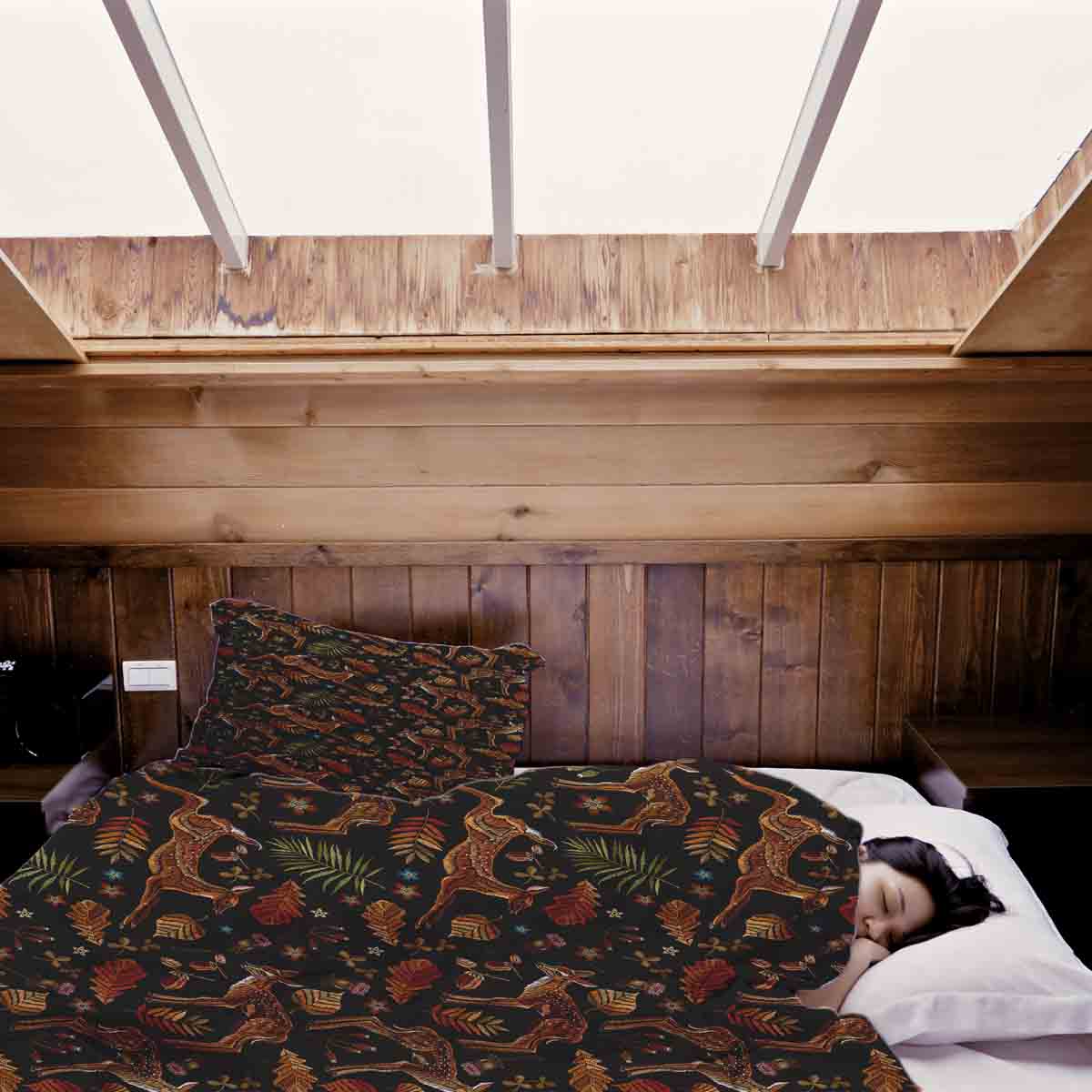 Original Therapiedecke - Baumwoll Bettwäsche Set Braun mit Reh