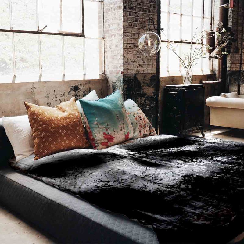 Therapiedekens beddengoed set zwart met gemêleerd patroon