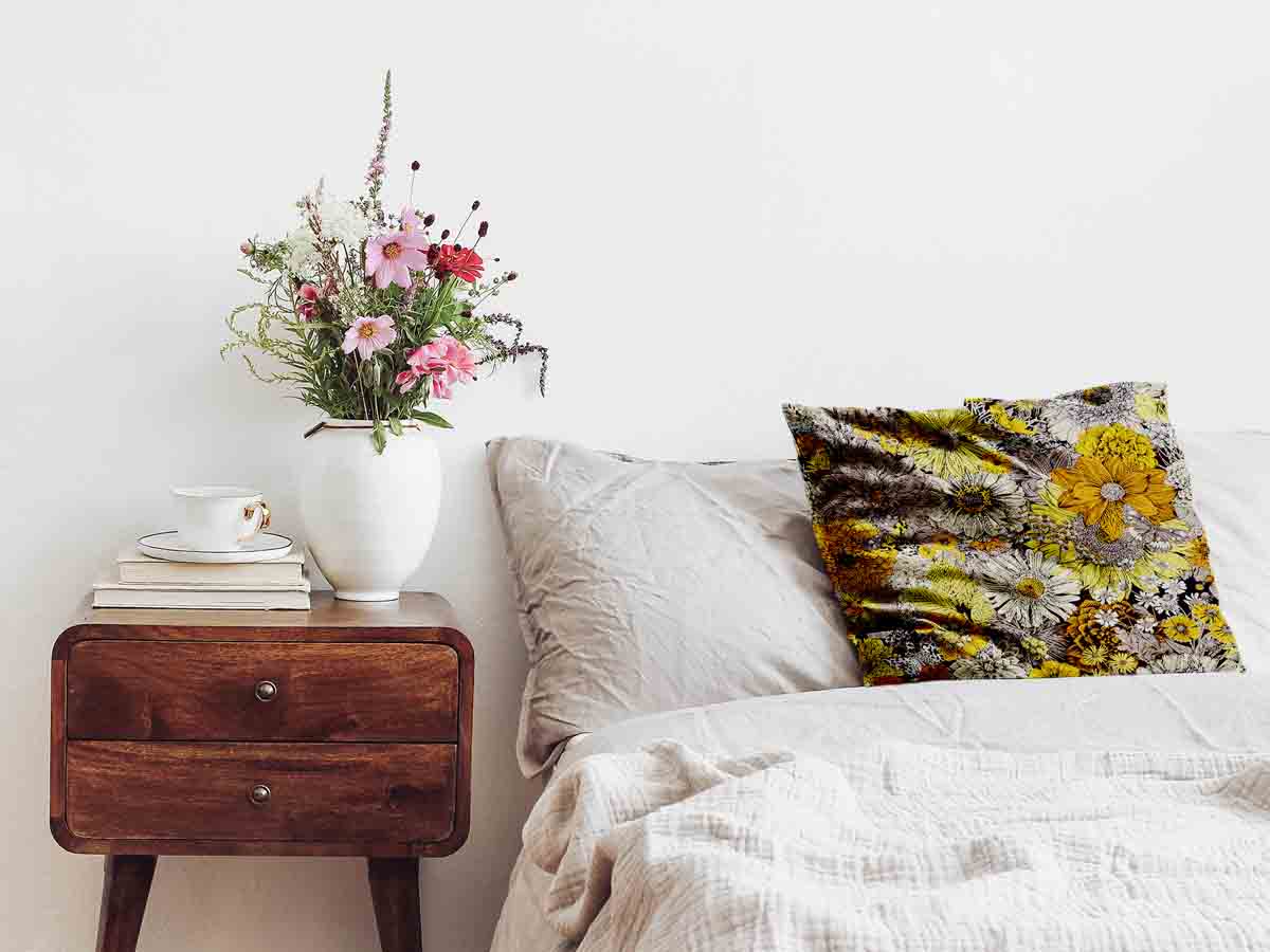 Gezondheidskussen gele bloemen