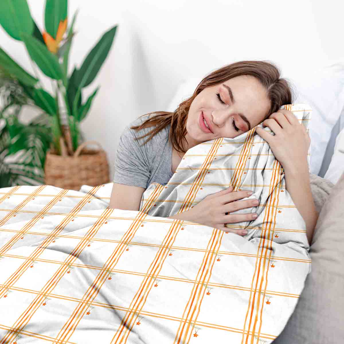 Original Therapiedecke - Baumwoll Bettwäsche Set Gelb Karo
